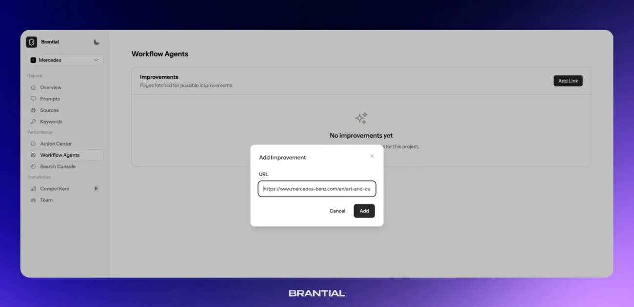Workflow agent content intake screen